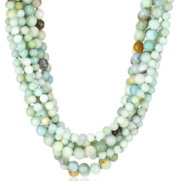KENNETH JAY LANE 8 ROW AMAZONITE JADE AND AGATE